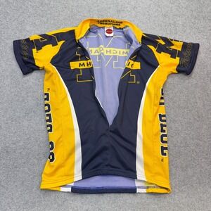 Adrenaline Men Jersey Cycling Michigan Wolverines Navy/Yellow‎ Poly M 3/4 Zip
